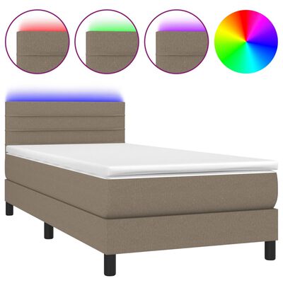 vidaXL Боксспринг легло с матрак и LED, таупе, 100x200 см, плат