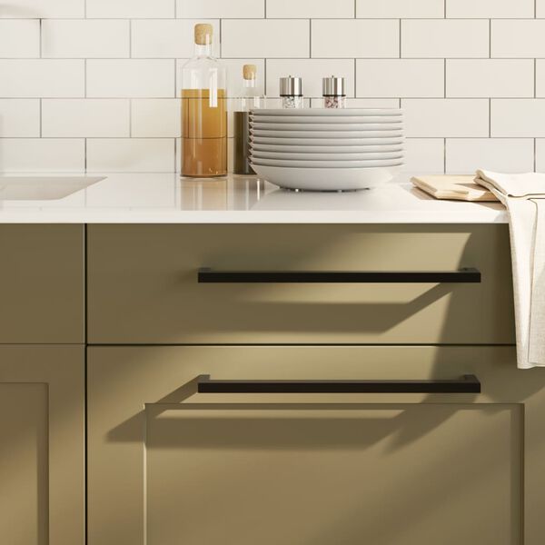 vidaXL Дръжки за шкафове, 5 бр, черни, 320 мм, неръждаема стомана