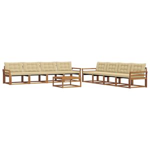vidaXL Комплект дивани за открито 9 pcs Натурален и Бежов