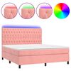 vidaXL Боксспринг легло с матрак и LED, розово, 160x200 см, кадифе