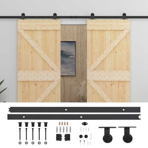 vidaXL Преплъзваща се врата 2 бр. 100 x 210 cm Естествено и черно