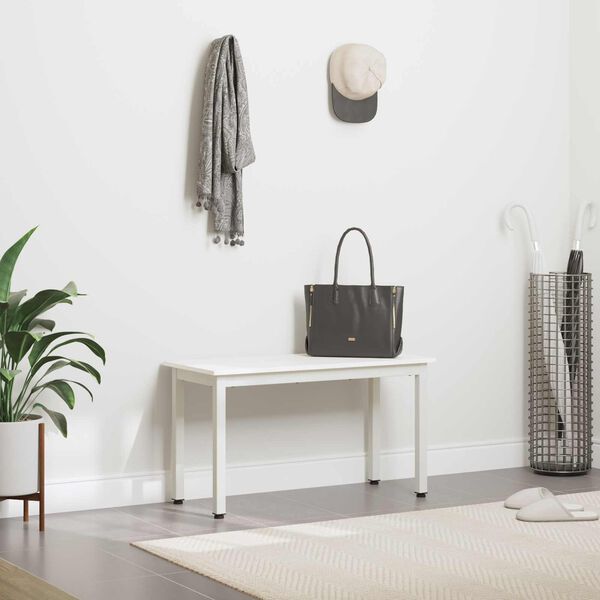 vidaXL Пейка Бяло 80 x 35 x 45 cm Солидно борово дърво