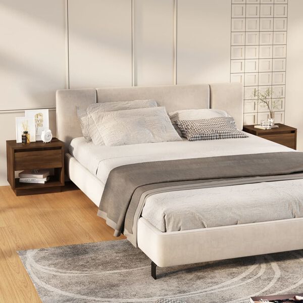 vidaXL Нощни шкафчета, 2 бр, кафяв дъб, 45x34x44 см, инженерно дърво