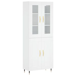 vidaXL Висок шкаф, бял, 69,5x34x180 см, инженерно дърво