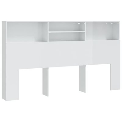 vidaXL Табла за легло тип шкаф, бял гланц, 180x19x103,5 см