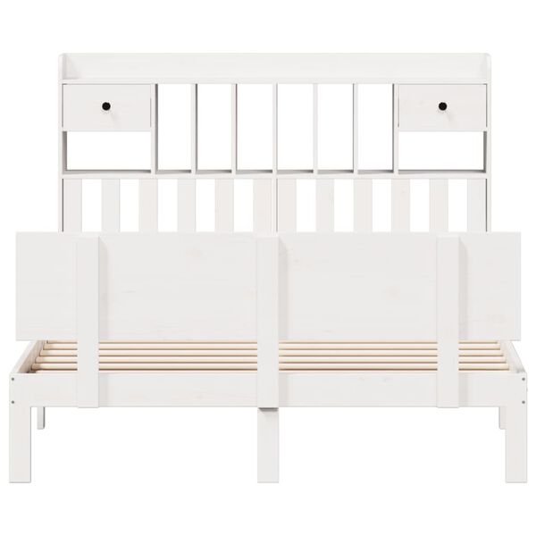 vidaXL Легло с етажерка за книги, без матрак, 150x200 см, бор масив