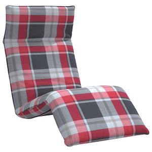 vidaXL Сгъваем шезлонг, червен, кариран, 175x54x8,5 см, оксфордски плат