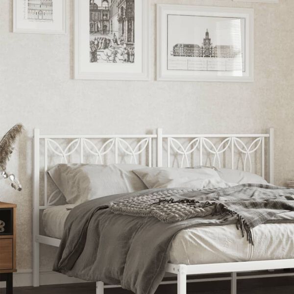 vidaXL Метална табла за глава, бяла, 150 см