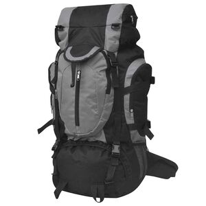 vidaXL Туристическа раница, XXL, 75 л, черно и сиво