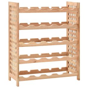 vidaXL Стойка за вино за 25 бутилки, орех масив, 63x25x73 см