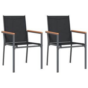 vidaXL Градински столове 2 бр черни 55x61,5x90 см Textilene и стомана
