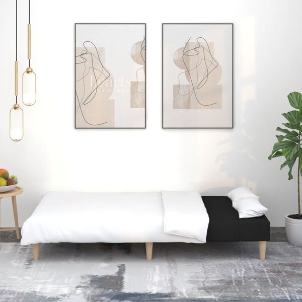 vidaXL 2-местно разтегателно канапе, черно, текстил