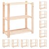 vidaXL 3-етажни стелажи, 10 бр, 80x38x90 см, бор масив, 150 кг