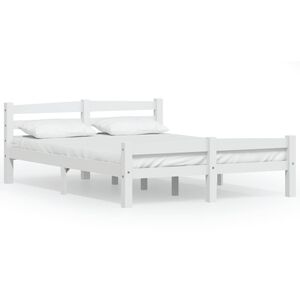 vidaXL Рамка за легло, бяла, бор масив, 120х200 см