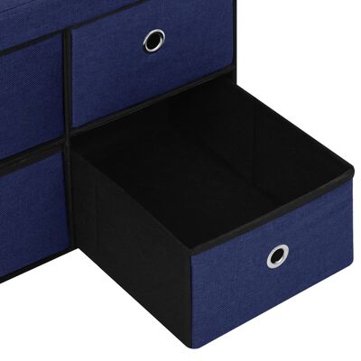 vidaXL Сгъваема пейка за съхранение, синя, 76x38x38 см, изкуствен лен
