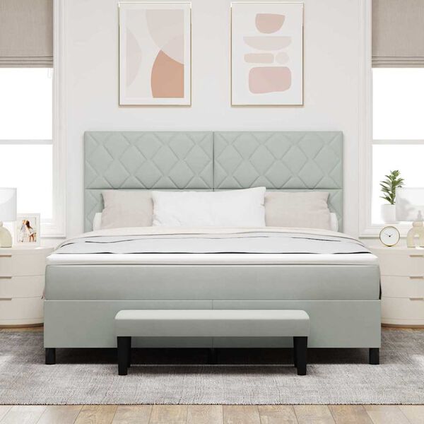 vidaXL Легло с пружинирана основа Светлосиво 180 x 200 cm Кадифе