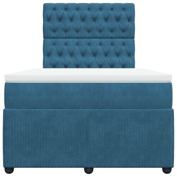 vidaXL Боксспринг легло с матрак, тъмносиньо, 120x190 см, кадифе