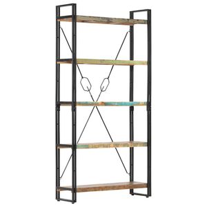 vidaXL Библиотека с 5 рафта, 90x30x180 см, регенерирано дърво масив