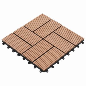 vidaXL Плочка за decking 11 pcs Кафяво 30 x 30 cm WPC