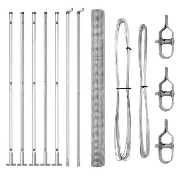 vidaXL Стълб за ограда. Сребрист 10 x 1,5 м (19 x 19 мм мрежа) Стомана