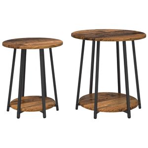 vidaXL Комплект помощни маси с рафт 2 pcs Старо дърво и черно