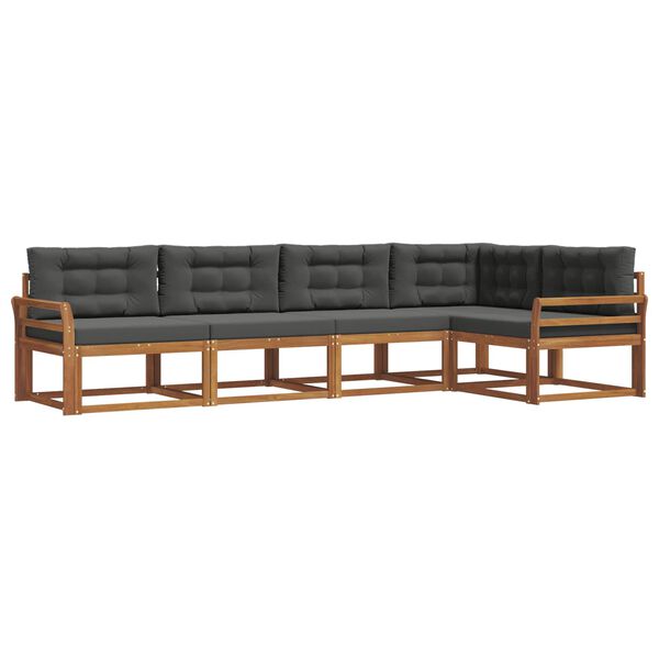 vidaXL Комплект дивани за открито 5 pcs Натурален и Антрацит