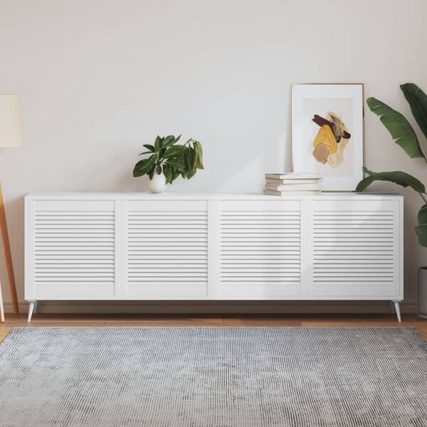 vidaXL Врати за шкафове решетен дизайн 4 бр бял 61,5x59,4 см бор масив