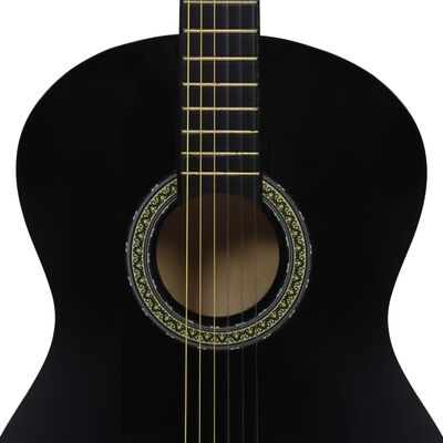 vidaXL Класическа китара за начинаещи с калъф, черна, 4/4, 39"