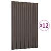 vidaXL Покривни панели 12 бр поцинкована стомана кафяви 60x36см