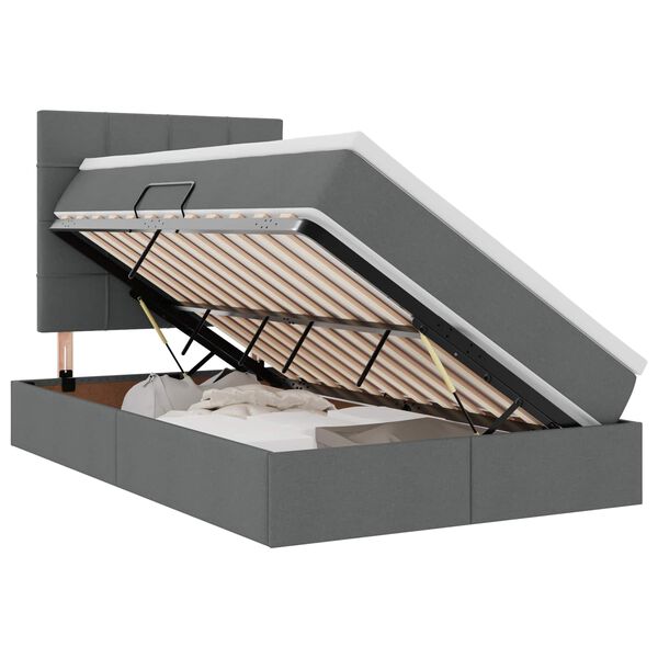 vidaXL Легло с място за съхранение и LED с LED Тъмен сив 120 x 190 cm