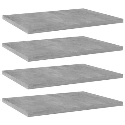 vidaXL Рафтове за етажерка, 4 бр, бетонно сиви, 40x30x1,5 см, ПДЧ