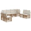 vidaXL Комплект дивани за открито 8 pcs Натурално Полиестер