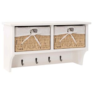 vidaXL Стенен рафт, бял, 60x23,5x33 см, дърво от пауловния