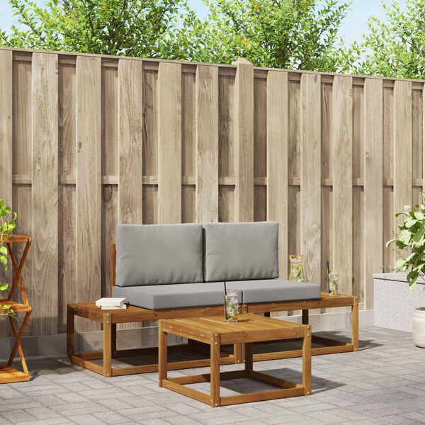 vidaXL Комплект дивани за открито с възглавница 3 pcs Естествен