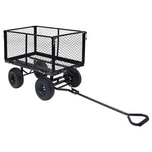 vidaXL Градинска ръчна количка, черна, 350 кг