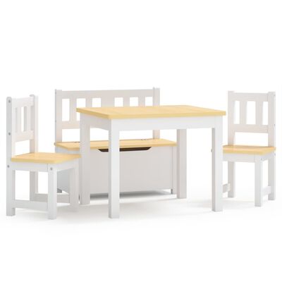 vidaXL Детски комплект от 4 части маса и столове бяло и бежово МДФ