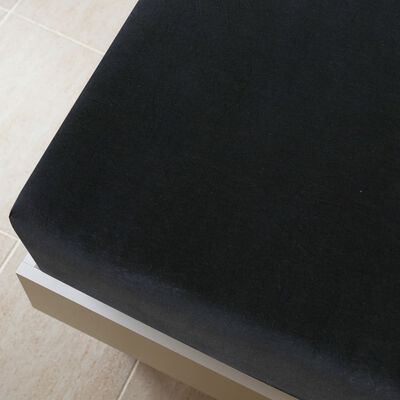 vidaXL Чаршаф с ластик, черен, 140x200 см, памук