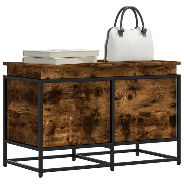 vidaXL Кутия за съхранение, опушен дъб, 80x40x51,5 см, инженерно дърво