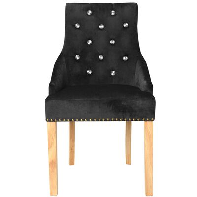 vidaXL Трапезни столове, 4 бр, черни, дъб масив и кадифе