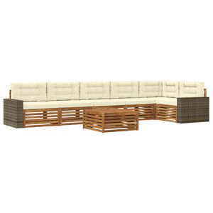vidaXL Комплект дивани за открито 7 pcs Натурален и Крема