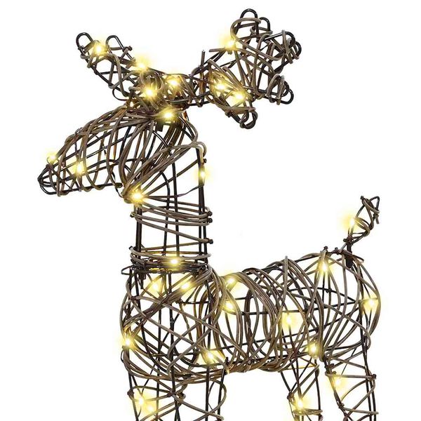 vidaXL Дядо Коледа, който дърпа шейна Топло бяло Ратан