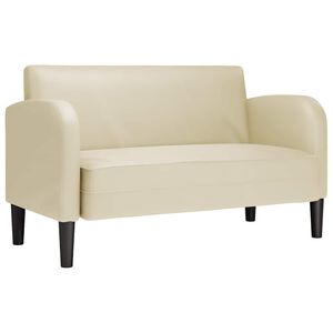 vidaXL Диван с мека мебел, кремав, 110 см, изкуствена кожа