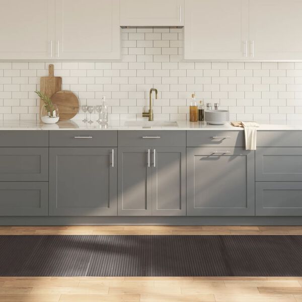 vidaXL Килим, правоъгълен, тъмнокафяв, 80x400 см, бамбук