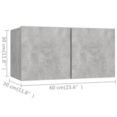 vidaXL Комплект ТВ шкафове от 6 части, бетонно сиви, ПДЧ