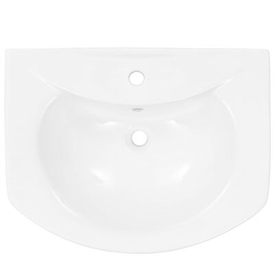 vidaXL Свободностояща мивка с пиедестал керамична бяла 650x520x200 мм