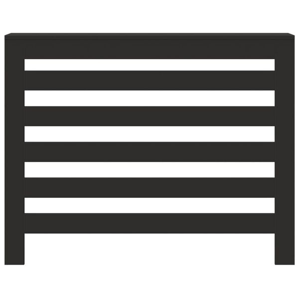 vidaXL Капак за радиатор, черен, 104x20x82 см, инженерно дърво