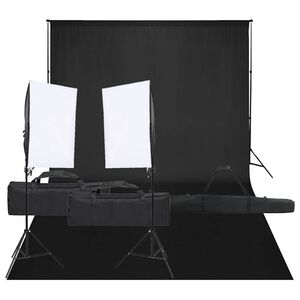 vidaXL Фотографски комплект за студио с комплект лампи и фон
