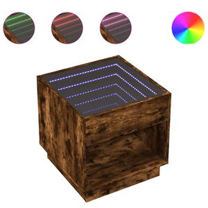 vidaXL Нощна масичка с Infinity LED, опушен дъб, 50x50x50 см