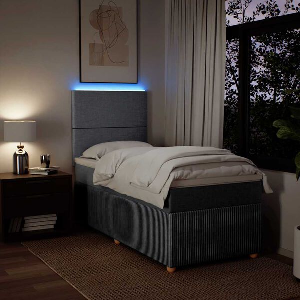 vidaXL Боксспринг легло с матрак, светлосиво, 90x200 см, плат