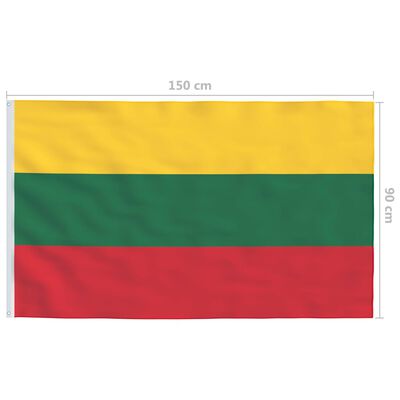 vidaXL Флаг на Литва и алуминиев флагщок, 6,2 м